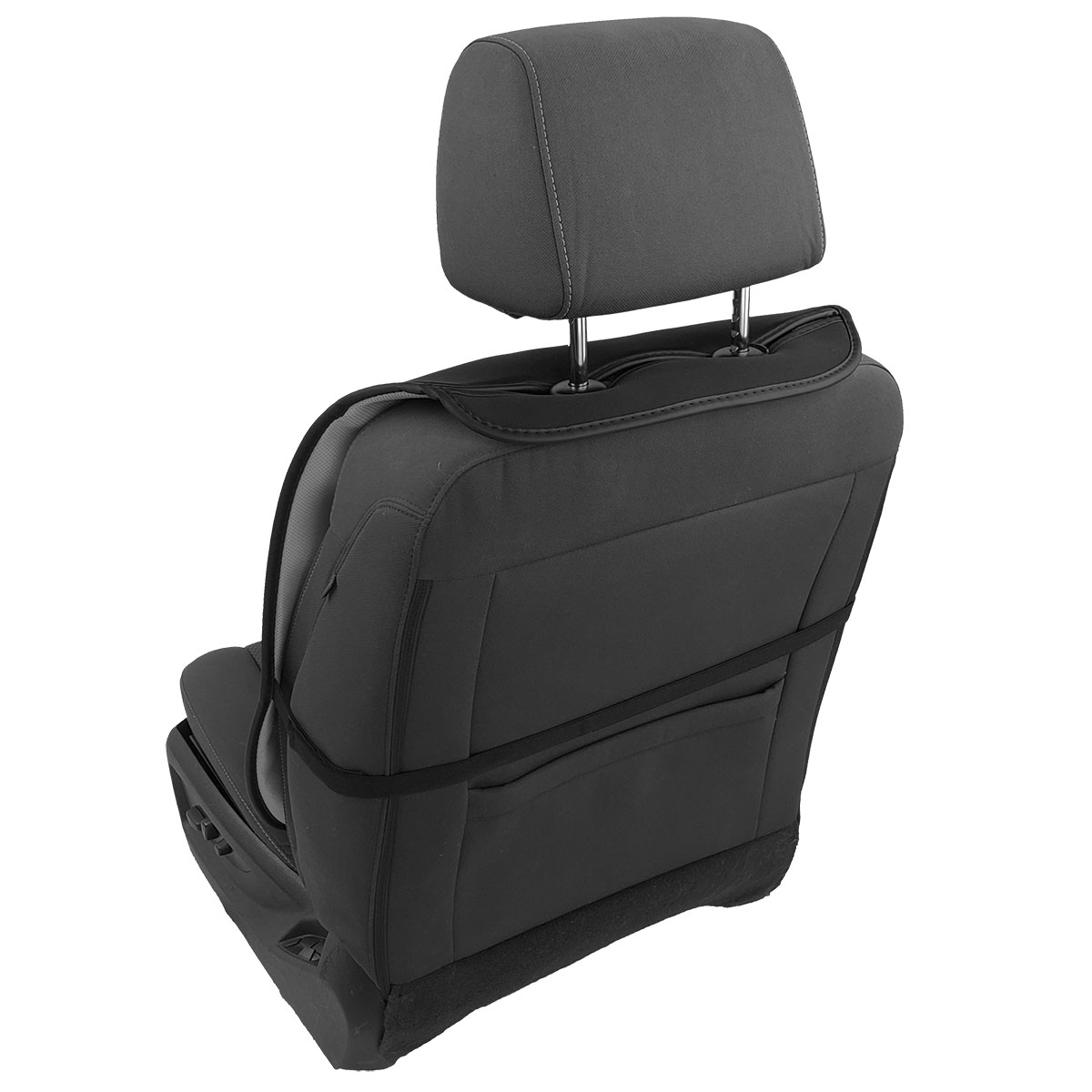 PIC AUTO Leather Car Seat Covers - Waterproof Front Bucket Seat Protectors (Black/Gray)